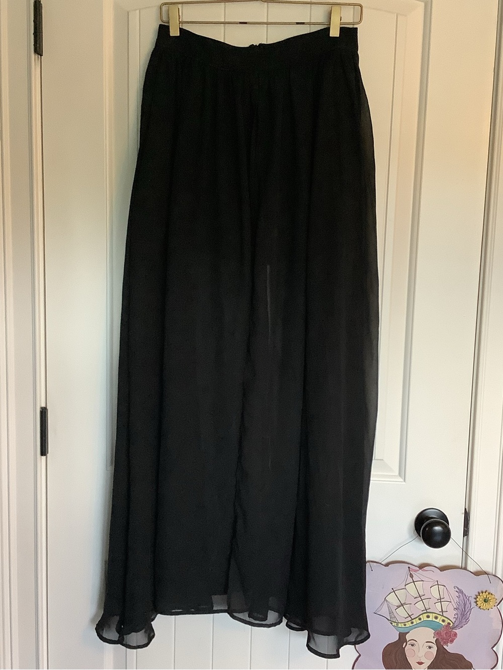 AKIRA Black Maxi Skirt with Flowing Layers